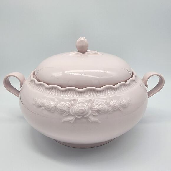 Hutschenreuther Draga Porcelaine Rose Tureen German Soft Pink w Lid and Handles - Picture 1 of 11